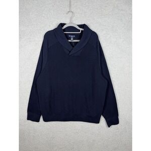 NWT Gap Sweater Mens 2XL Navy Blue Shawl Collar Solid Rib Cotton Pullover
